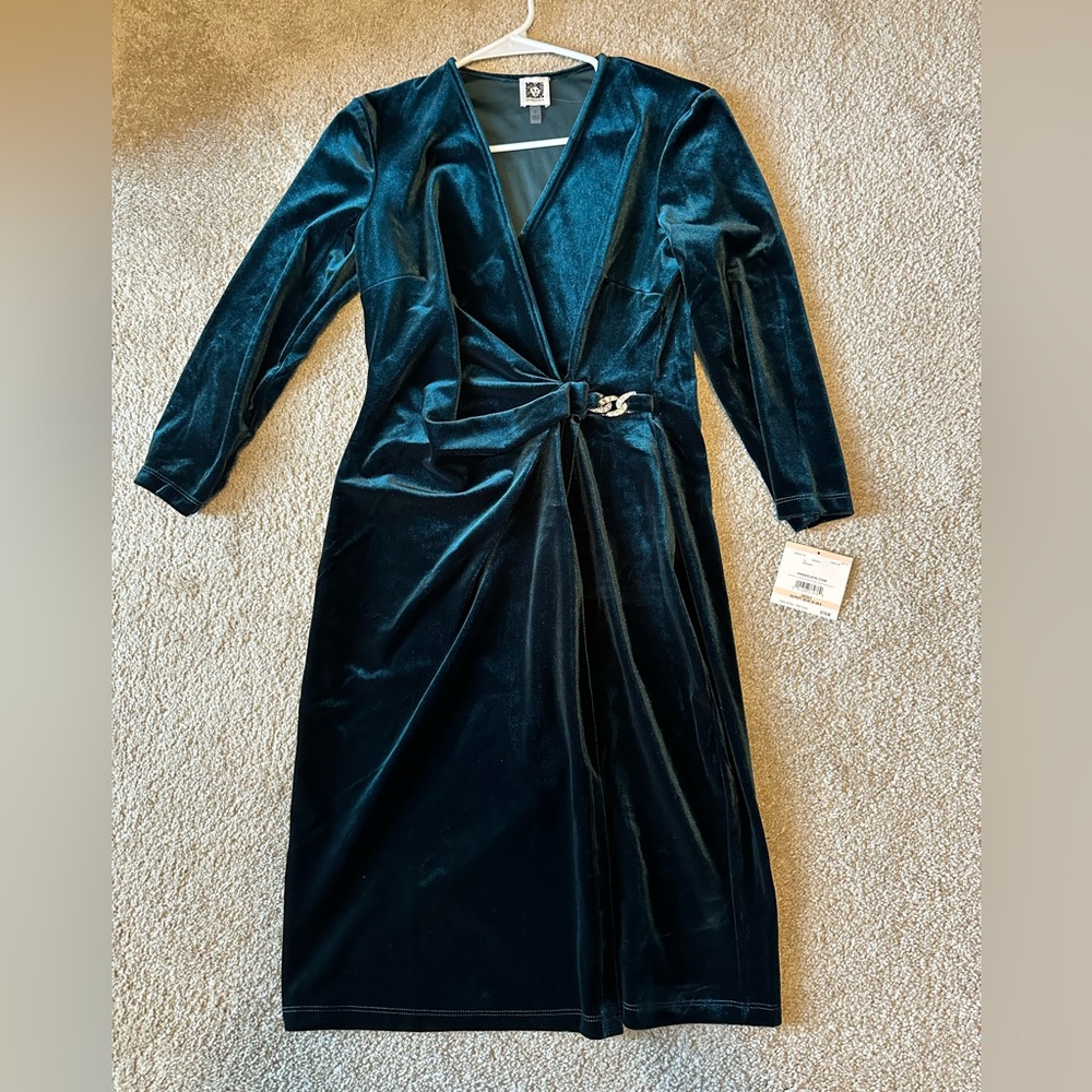 NWT Anne Klein emerald green velvet dress - Picture 1 of 3